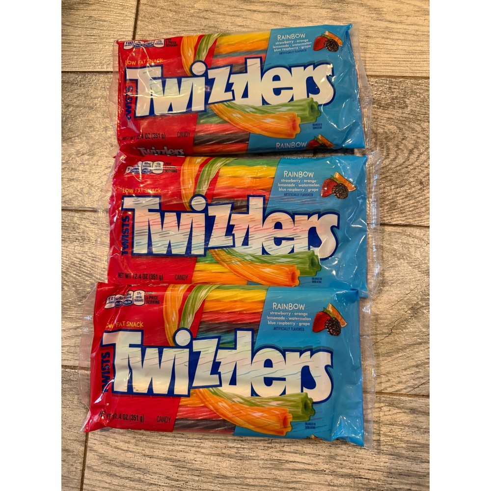 Twizzlers Rainbow Twists 12.4 oz 3 Pack Fruit Flavors Licorice Chewy 6/2026